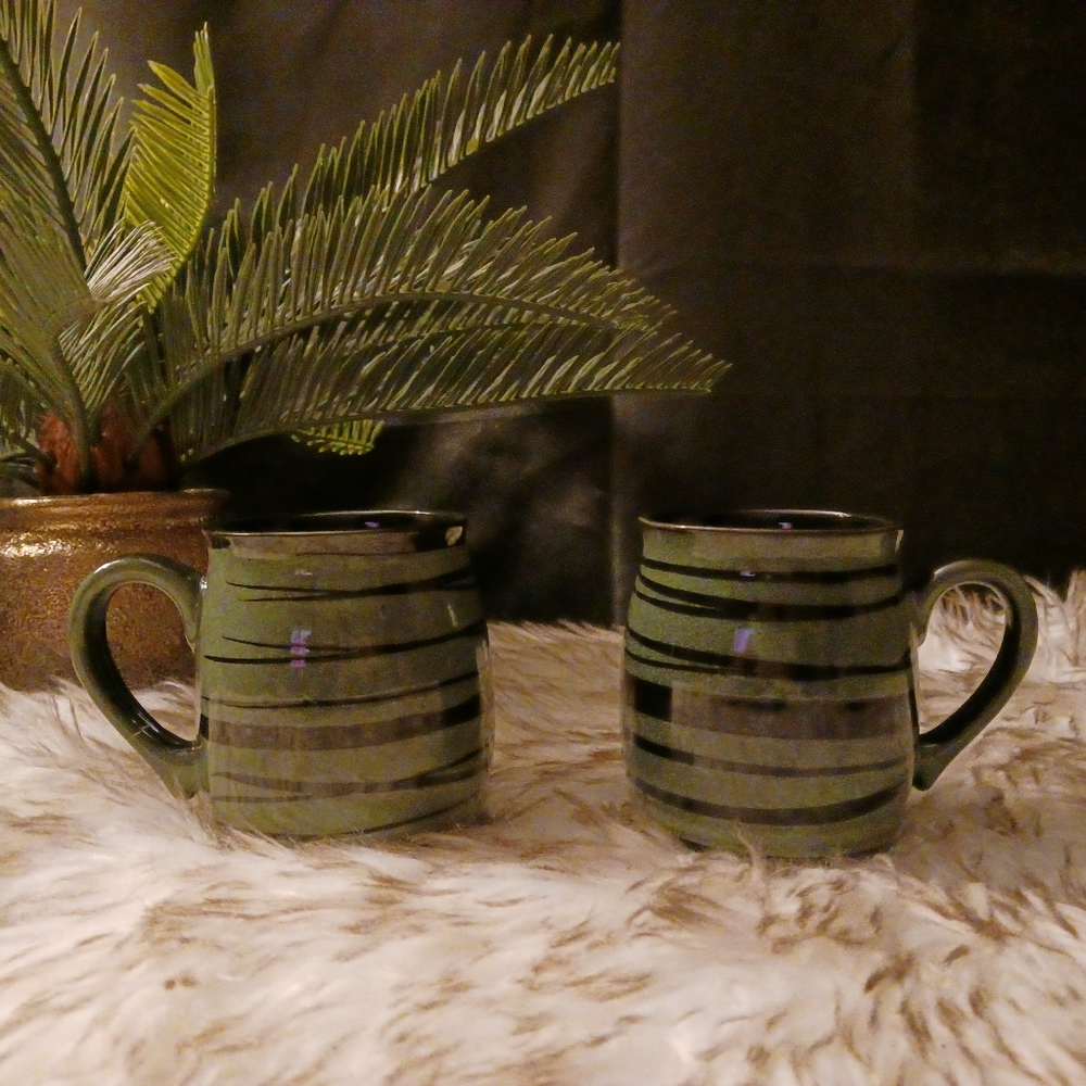 NWOT Green & Black Mugs (set of 2)